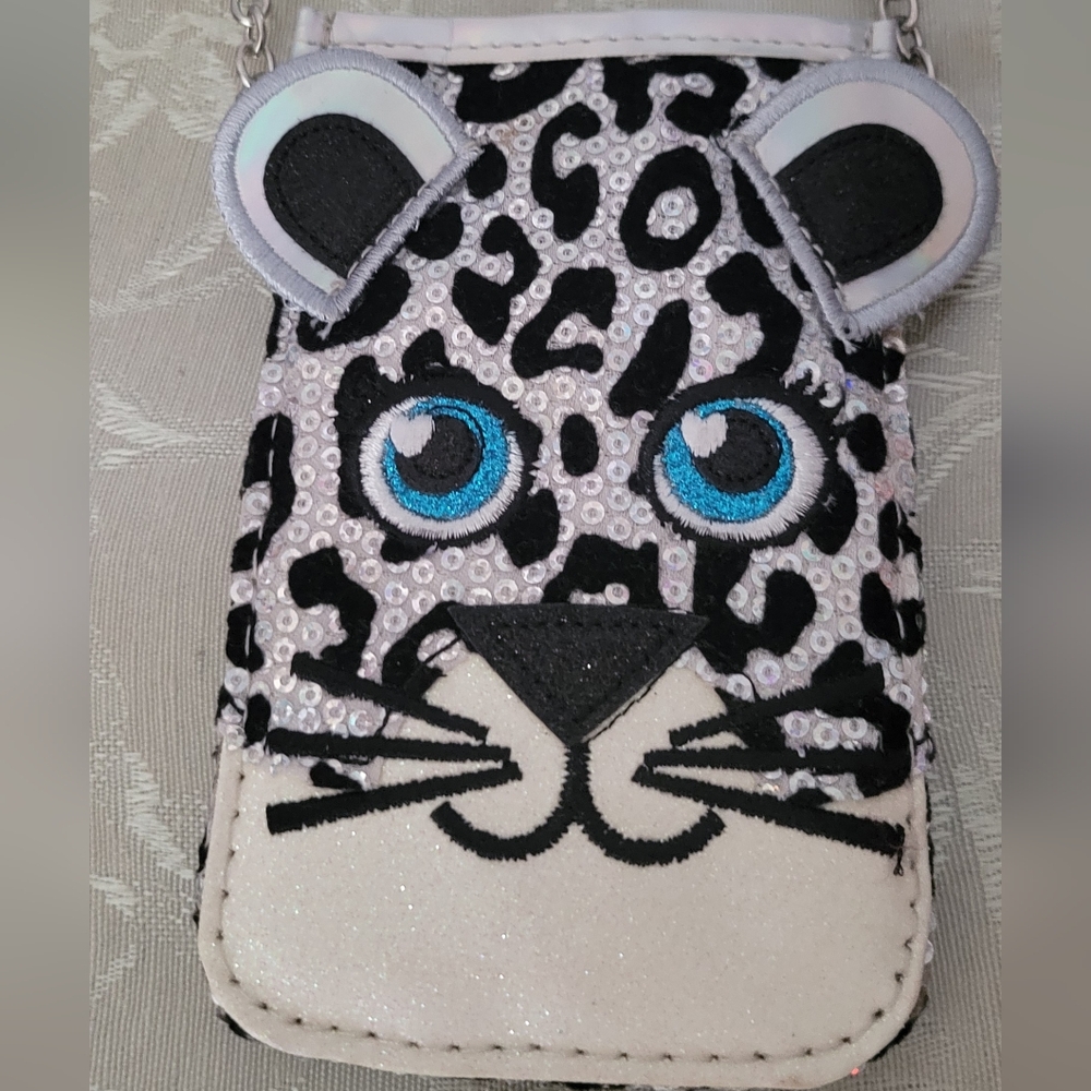 Justice White and Black Leopard Print Bag